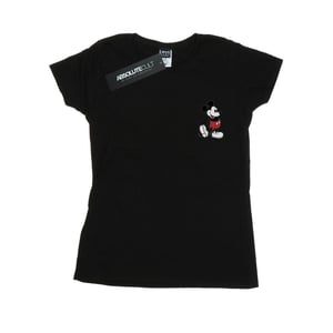 Disney Womens/Ladies Mickey Mouse Kickin Retro Chest Cotton T-Shirt (Black)