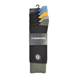 Lambretta Mens Contrast Socks (Pack of 5) (Black/Multicoloured)