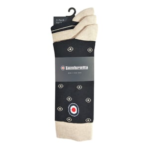 Lambretta Heren Paisley Sokken (Pak van 3) (Marineblauw/steen)