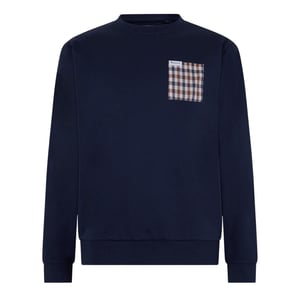Aquascutum Active Macro Iconic Pocket Crewneck Marinblå Tröja