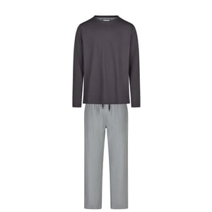 Phil & Co Lange heren pyjama set met flanellen pyjamabroek grijs