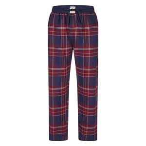 Phil & Co Lange heren pyjama set met flanellen pyjamabroek bordeaux rood/blauw