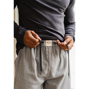 Phil & Co Lange heren pyjama set met flanellen pyjamabroek grijs