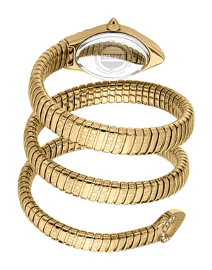 Just Cavalli Snake Watch, Gold Color Case, Dark Green Dial, Gold ColorStainless Steel Bracelet