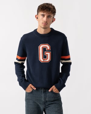 Crew Neck Jumper in Dark Blue