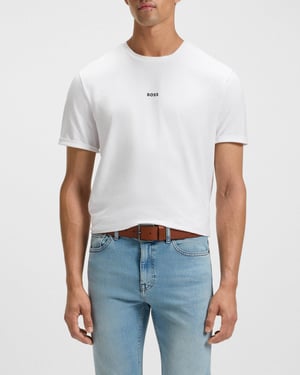 Jeeko with Logo Buckle Leather Belt in Brown