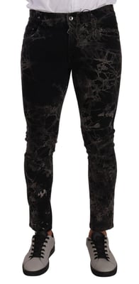 Marmorprintade smala jeans