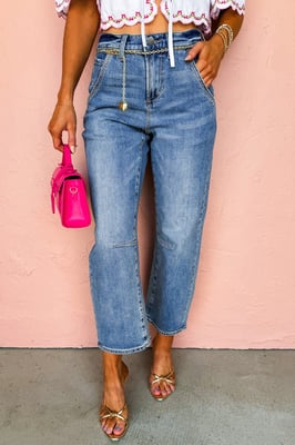 Cropped Wide Leg Denim Jeans