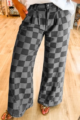 Checkered Pattern Jeans