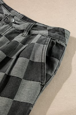 Checkered Pattern Jeans