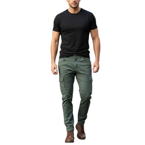 Mens Cargo Trousers Regular Fit Casual Stretch Cotton Cargo Combat Work Pants