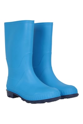 Kids Plain Wellies PVC Outer Deep Lugs Waterproof Outdoors Rain Boots Blue