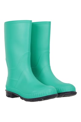 Kids Plain Wellies PVC Outer Deep Lugs Waterproof Outdoors Rain Boots Teal