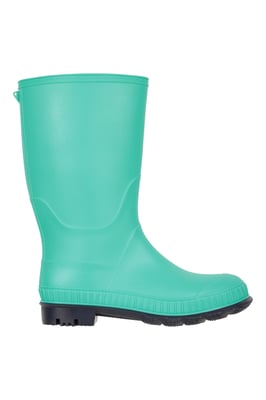 Kids Plain Wellies PVC Outer Deep Lugs Waterproof Outdoors Rain Boots Teal