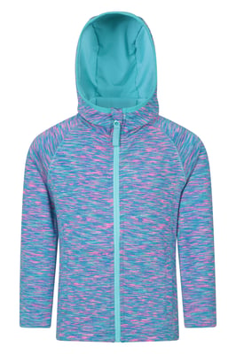 'Kayleigh' Girls Striped Hoodie Front Pockets Cosy Warm Everyday Jumper Blue