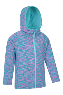 'Kayleigh' Girls Striped Hoodie Front Pockets Cosy Warm Everyday Jumper Blue