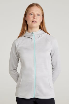 'IsoCool Dynamic Chakra' Women's Hoodie with Chin Guard Cosy Jacket Grey