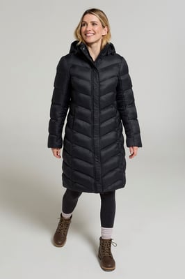'Alexa' Women's Padded Jacket Water Resistant Warm Winter Hooded Coat Black