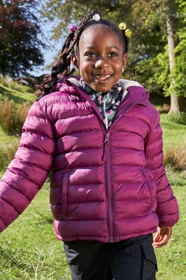 'Seasons' Kids Padded Jacket with Side Pockets Fur Lined Water Resistant School Coat Berry