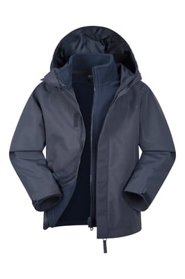 'Fell' Kids 3 in 1 Jacket with Pockets Water Resistant Hooded Coat Navy