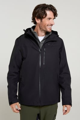 'Brisk Extreme' Men's Jacket with Multiple Pockets Mesh Lined Waterproof Coat Black