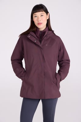'Alaskan' Women's 3 in 1 Short Jacket Waterproof Breathable Outdoor Coat Burgundy