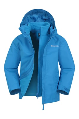 'Fell' Kids 3 in 1 Jacket with Pockets Water Resistant Hooded Coat Medium Blue