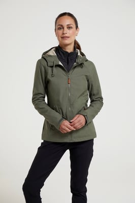 'Iona' Women's Softshell Jacket with Multiple Pockets Water Resistant Casual Everyday Coat Khaki