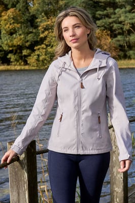 'Iona' Women's Softshell Jacket with Multiple Pockets Water Resistant Casual Everyday Coat Beige