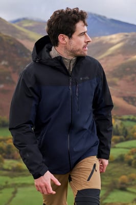 'Brisk Extreme' Men's Jacket with Multiple Pockets Mesh Lined Waterproof Coat Navy
