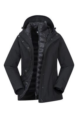 'Alaskan' Women's 3 in 1 Short Jacket Waterproof Breathable Outdoor Coat Black
