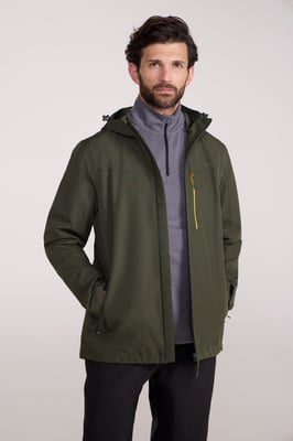 'Brisk Extreme' Men's Jacket with Multiple Pockets Mesh Lined Waterproof Coat Green