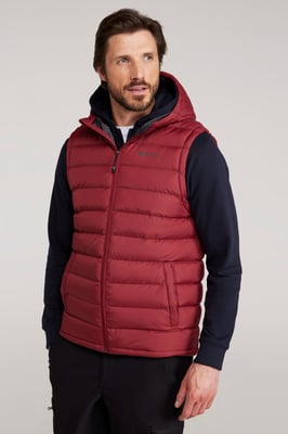 'Seasons' Men's Padded Gilet with Pockets Water Resistant Hooded Jacket Red