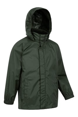 'Pakka' Kids Jacket Waterproof Wind Resistant Stylish Travelling Hooded Coat Khaki