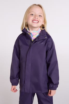 'Pakka' Kids Jacket Waterproof Wind Resistant Stylish Travelling Hooded Coat Purple