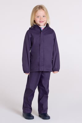 'Pakka' Kids Jacket Waterproof Wind Resistant Stylish Travelling Hooded Coat Purple
