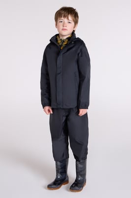 'Pakka' Kids Jacket Waterproof Wind Resistant Stylish Travelling Hooded Coat Black
