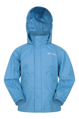 'Pakka' Kids Jacket Waterproof Wind Resistant Stylish Travelling Hooded Coat Blue