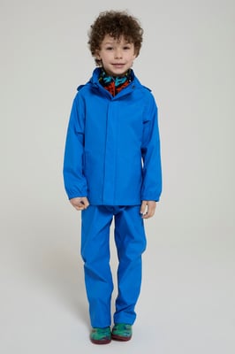 'Pakka' Kids Jacket Waterproof Wind Resistant Stylish Travelling Hooded Coat Blue/Navy
