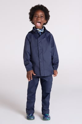 'Pakka' Kids Jacket Waterproof Wind Resistant Stylish Travelling Hooded Coat Dark Blue