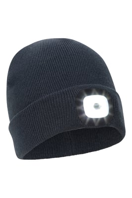 'Highlands' Kids Light Up Beanie USB Chargeable Nighttime Cosy Winter Hat Navy