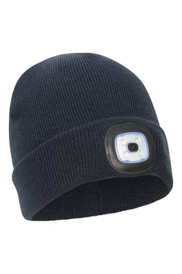 'Highlands' Kids Light Up Beanie USB Chargeable Nighttime Cosy Winter Hat Navy