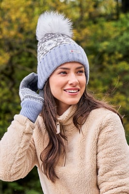 Men's Thinsulate Fairisle Beanie Double Lined Cosy Winter Warm Hat Grey