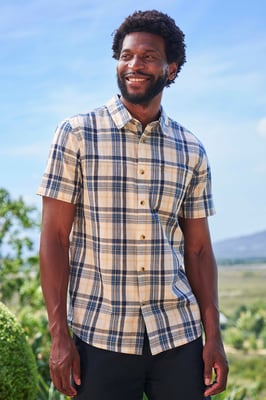 'Holiday' Men's Cotton Shirt Buttoned Breathable Summer Top Light Blue