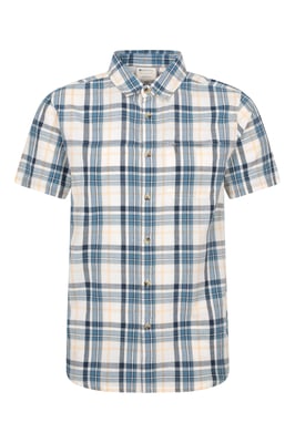 'Holiday' Men's Cotton Shirt Buttoned Breathable Summer Top Light Blue