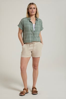'Palm' Women's Check Shirt Comfortable Summer Top Khaki