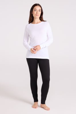 'Talus' Women's Long Sleeve Top Quick Dry Round Neck Thermal Base Layer White
