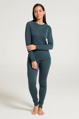 'Talus' Women's Long Sleeve Top Quick Dry Round Neck Thermal Base Layer Dark Green