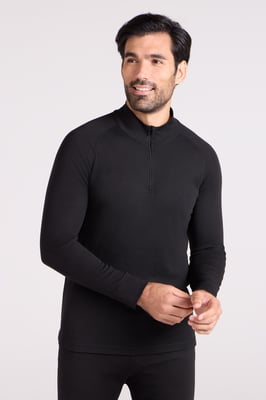 'Talus' Men's Base Layer Top Long Sleeve Zip Neck Comfy Thermal Sweater Black