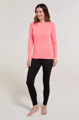 'Talus' Women's Long Sleeve Top Quick Dry Round Neck Thermal Base Layer Coral